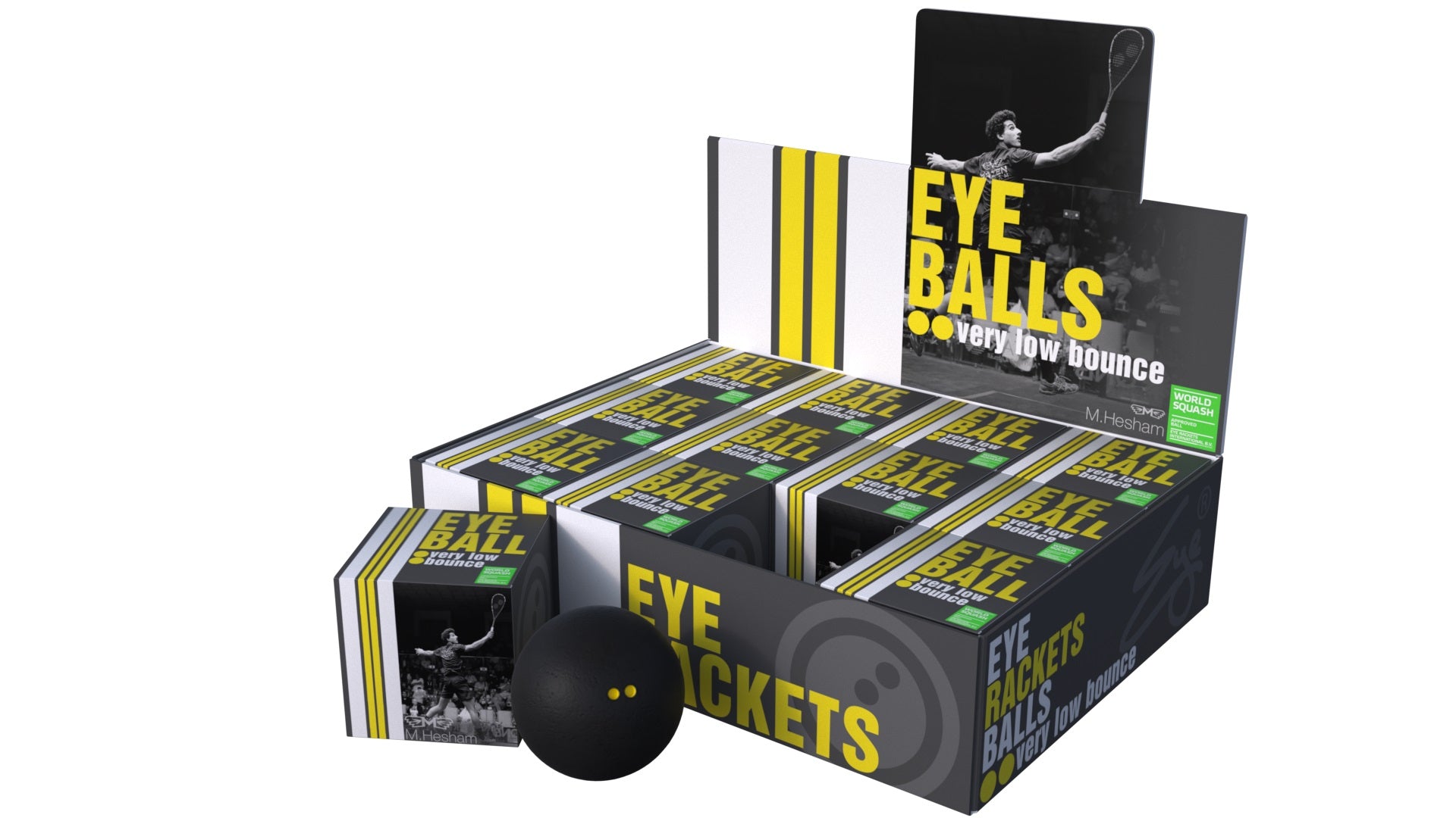 12 stk. Eye squashbolde (2 gule prikker)
