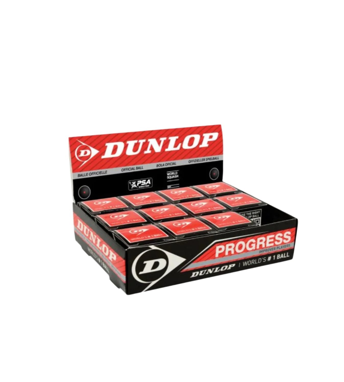 Dunlop Progress squash bolde (1 rød prik)