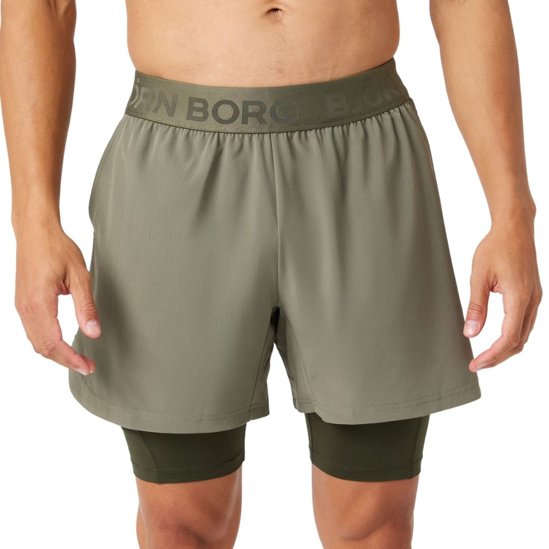 Björn Borg 2 in 1 Shorts Men (Dusty Olive)