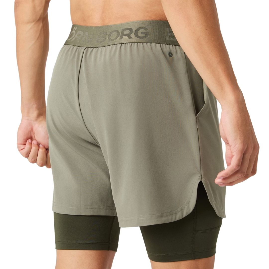 Björn Borg 2 in 1 Shorts Men (Dusty Olive)