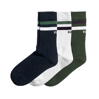 Björn Borg Classic Crew Sock (3-pak, White/Green/Navy Blue)